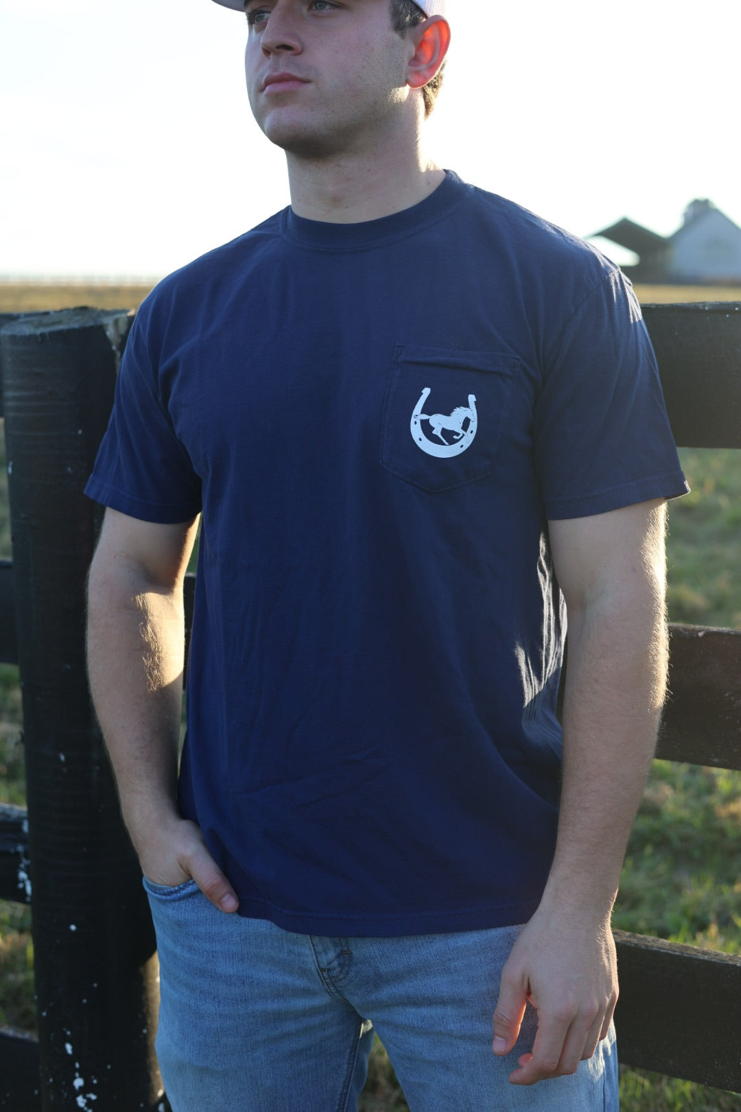 Navy Birdies & Bourbon Pocket Tee